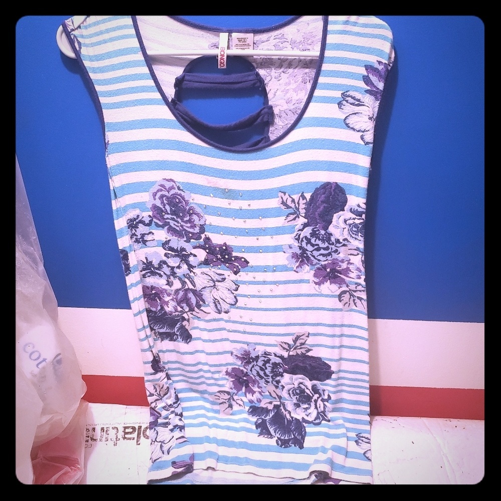 Stripped float tee with peekaboo back
